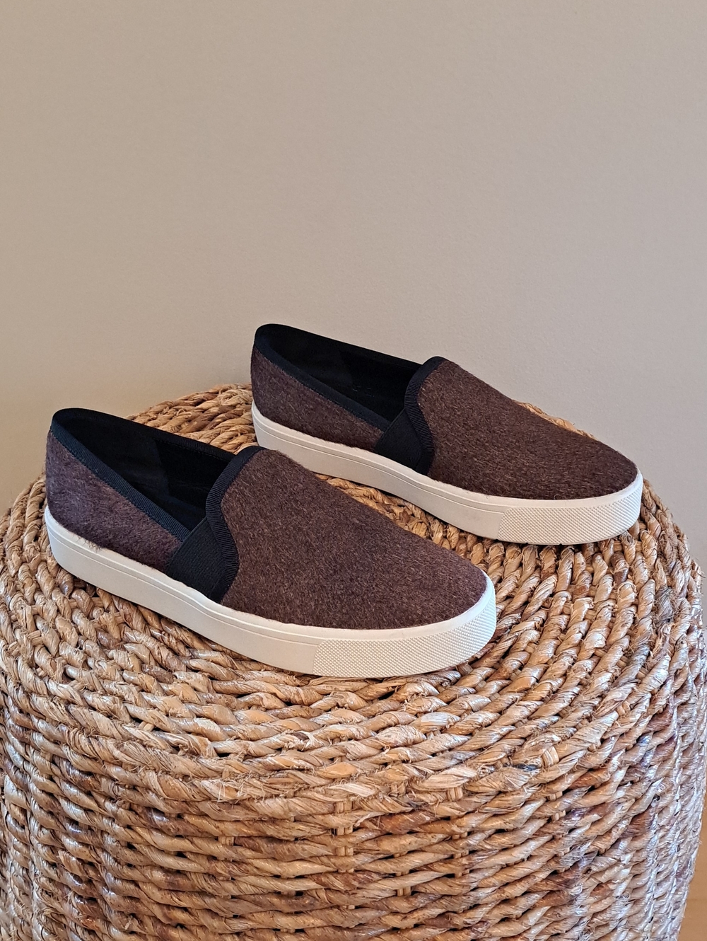 Vince Womens Berlin Athleisure/Luxury Brown Calf Hair Platform Loafers 6.5/37